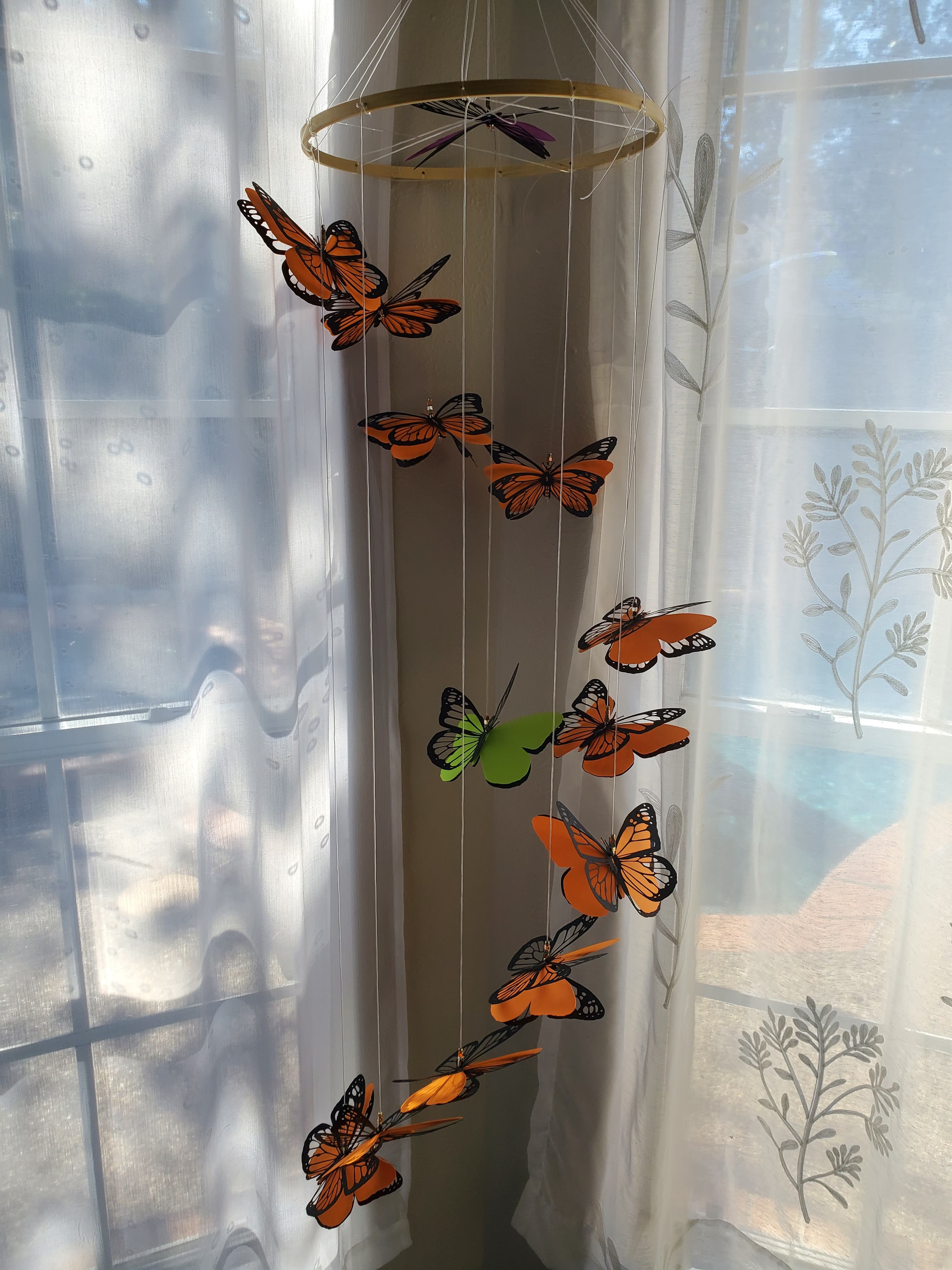 Orange Monarchs Spiral Mobile
